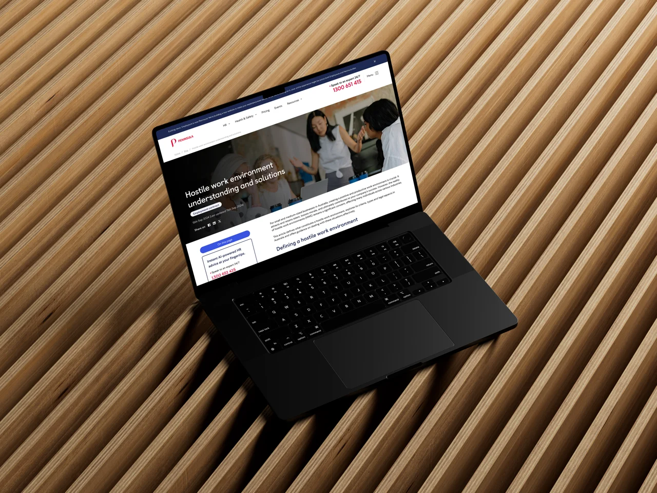 Peninsula Australia hostile architecture article on a laptop screen