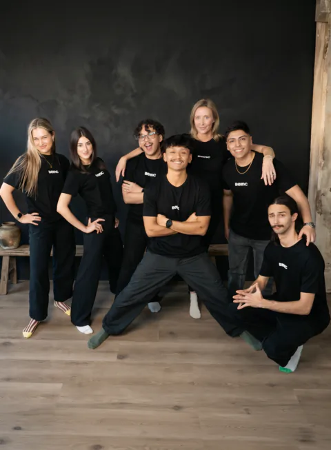 Beinc creative agency team standing together in the studio